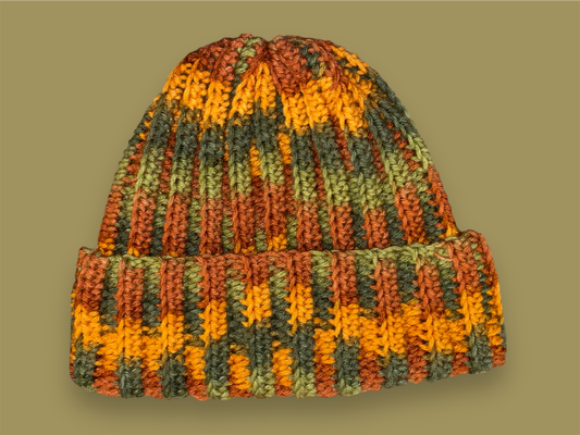 Crochet Ribbed Beanie | Fall Leaves